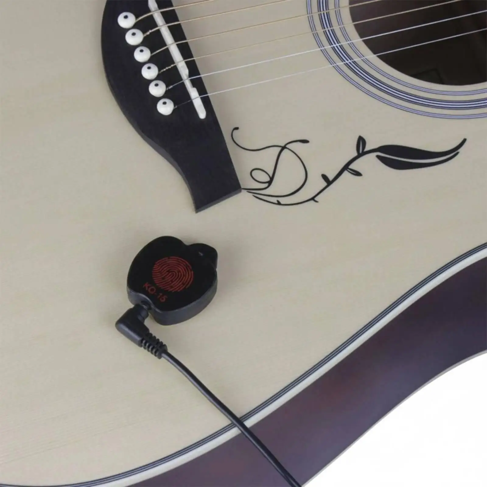 Фото Звукосниматель для акустической гитары, без необходимости сверления отверстий, с креплением-клипсой, контактный микрофон, подключение и использование. №2
