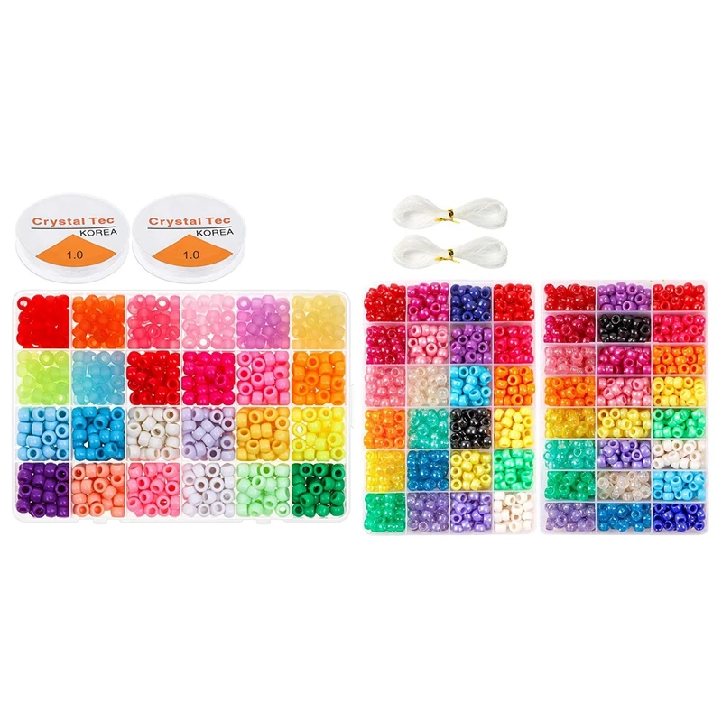 2 Set Pony Beads String For Bracelet Jewelry Making Pony Beads For Friendship Bracelet,Jewelry Making Hair Braids