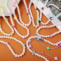 pearl fruit heart eyes flower smiling face necklaces beaded fashion pretty bohemia necklace for female