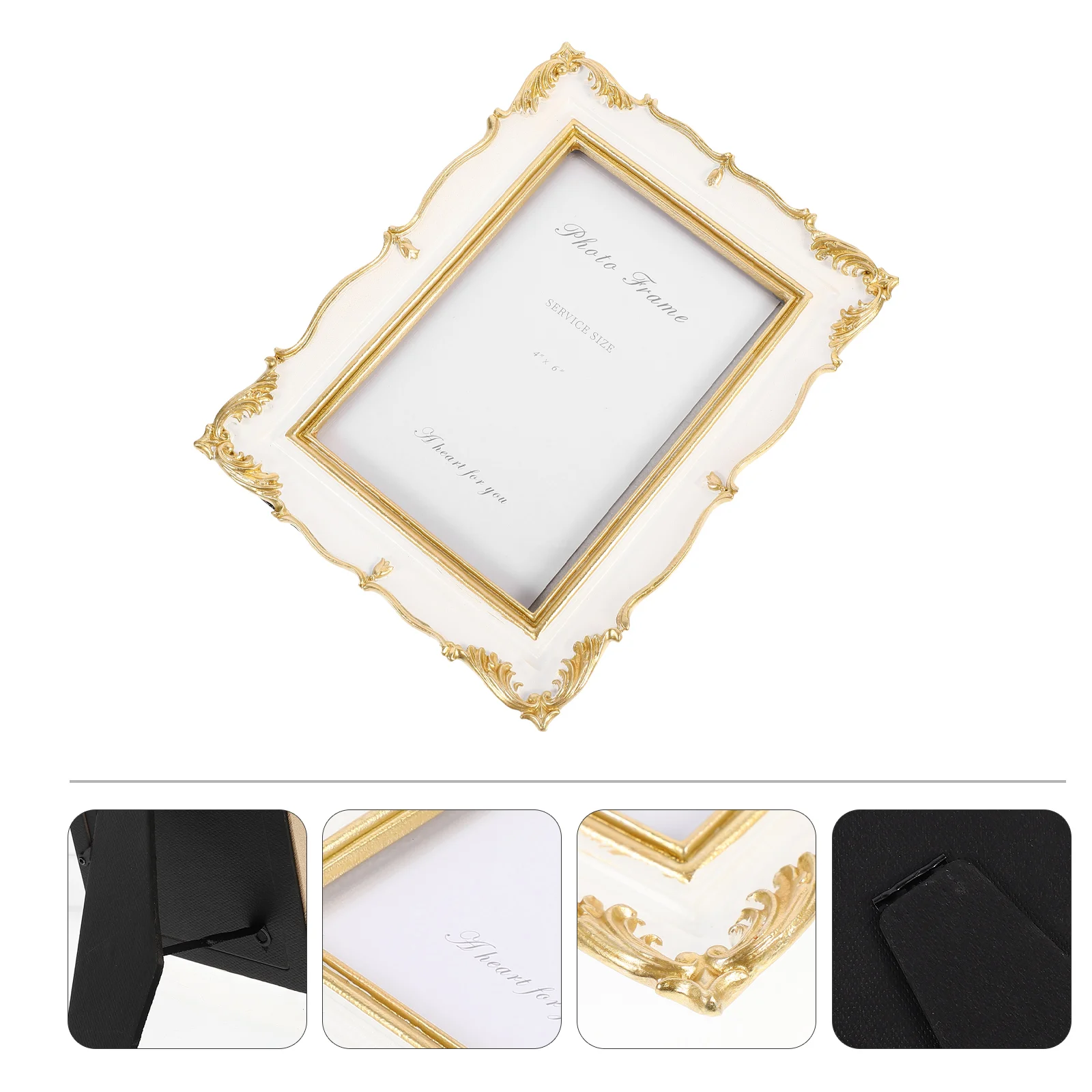 

Photo Frame Picture Frames Tabletop Vintage Resin Holder European Antique Decorative Glass Panel Ornate Stand Wall Home