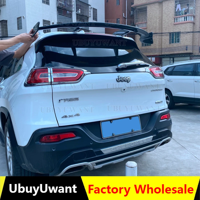 

Use For 2014-2022 Jeep Cherokee Spoiler Real FRP/Carbon Fiber Material Hatchback SUV Roof Rear Wing Body Kit Accessories