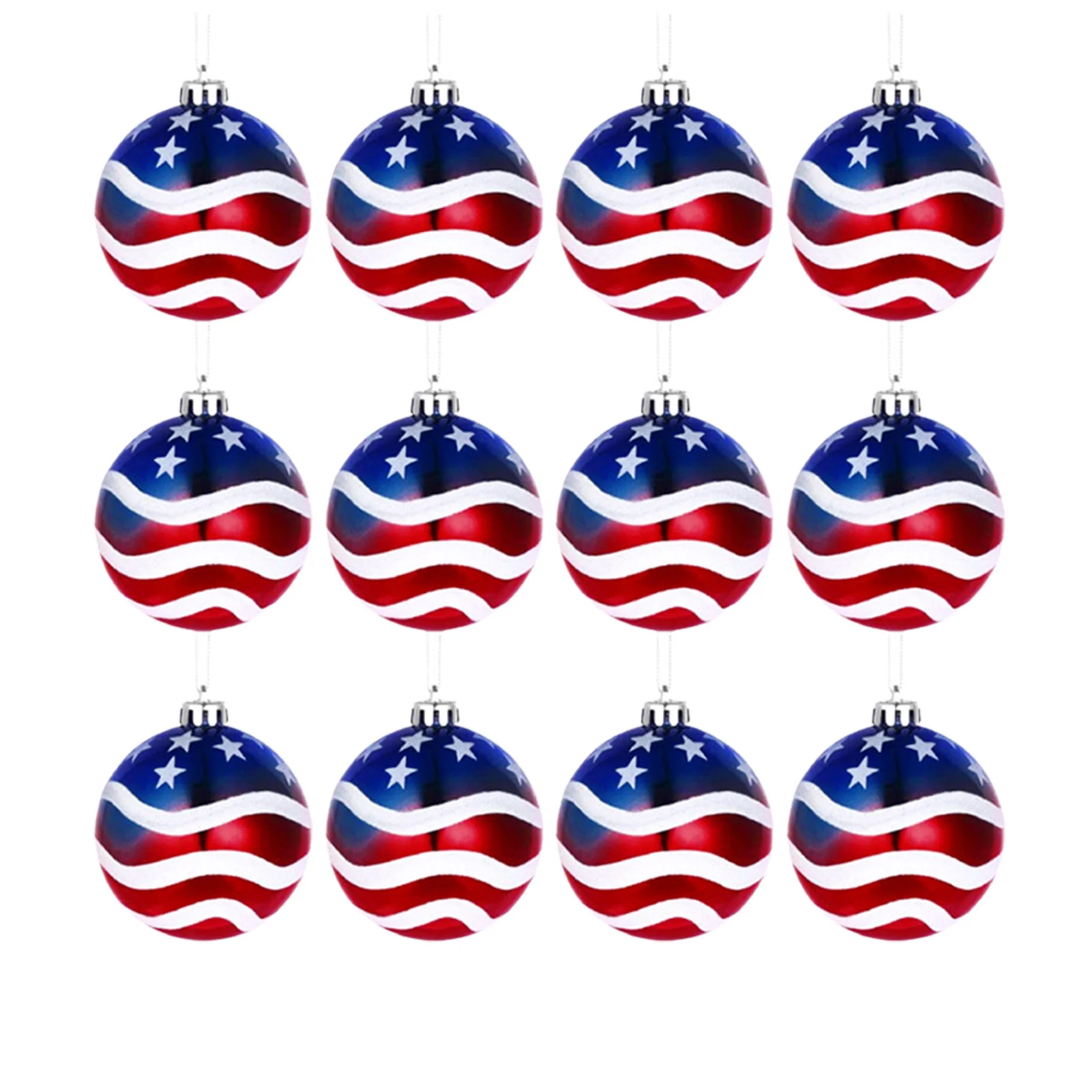 

12 Pieces Independence Day Hanging Ball 4th Of July Ball Decoration Independence Day Hanging Ornament USA Themed American Flag