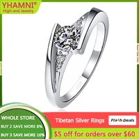 0 75ct created diamond rings for women party elegant bridal jewelry real tibetan silver wedding engagement band white gold color