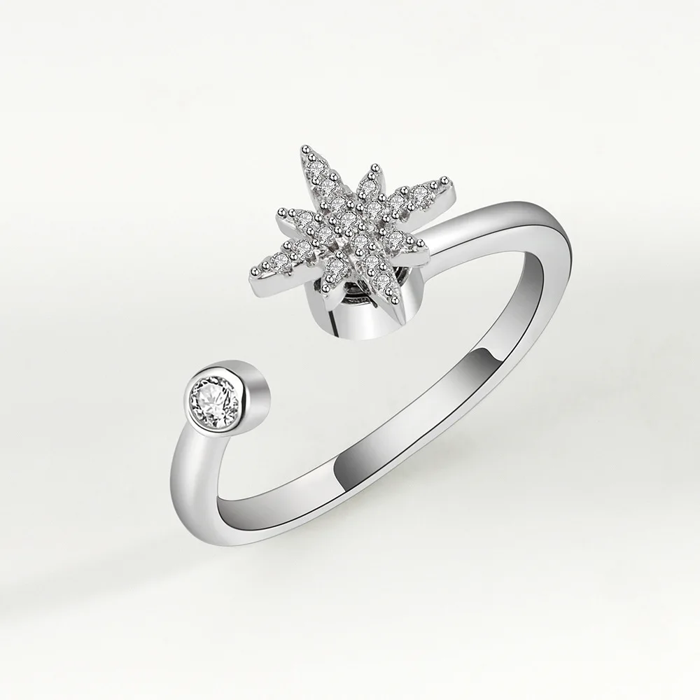 

Todorova Luxury Cubic Zirconia Star Spinning Open Wedding Rings For Women Rotated Fidget Anxiety Finger Ring Creative Jewelry