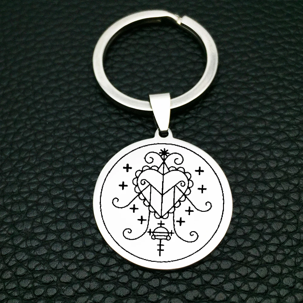 

Vintage Motherhood Amulet Keychain Round Talisman Keyring Fashion Stainless Steel Jewelry Gift YP8926