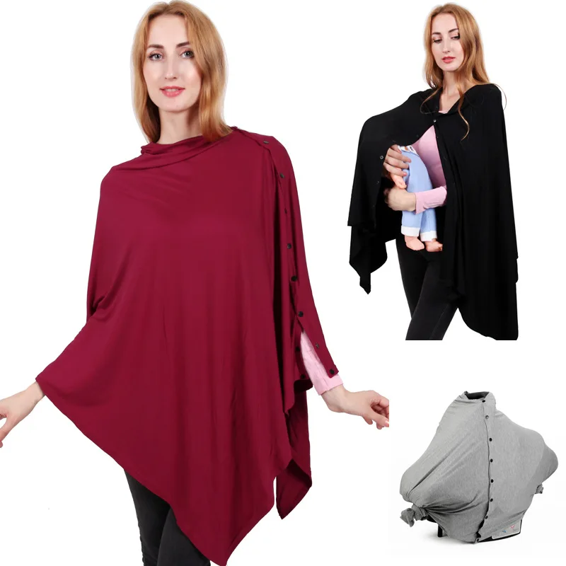 

Multi-Use Adjustable Buttons Nursing Top Modal Maternity Poncho Full Coverage Breastfeeding
