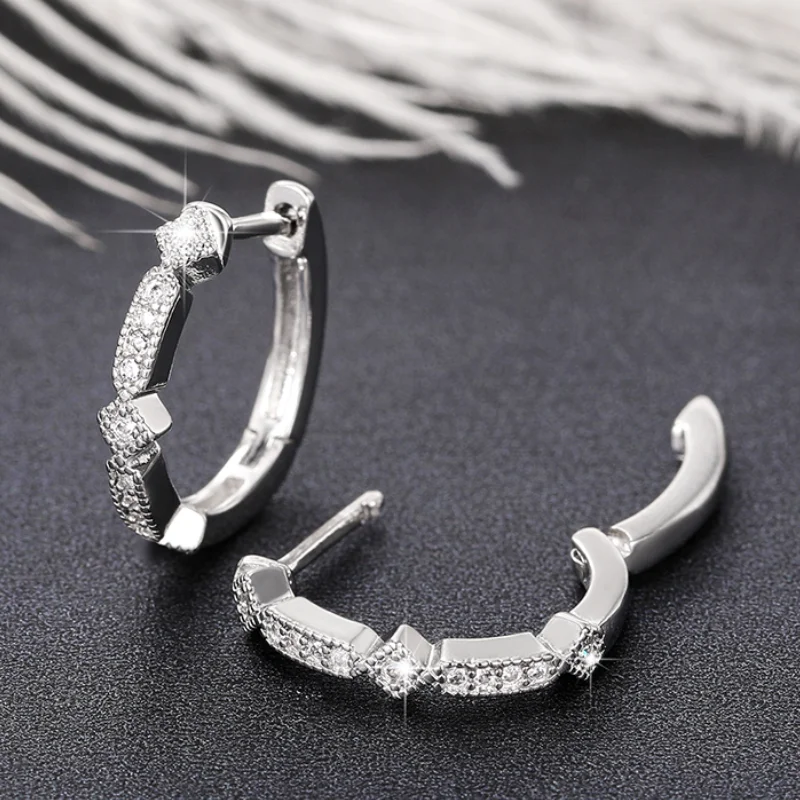 

Модное женское ежедневное ювелирное изделие с бриллиантовым цирконием, нежный серебристый цвет, аксессуары для ушей для женщин CAOSHI