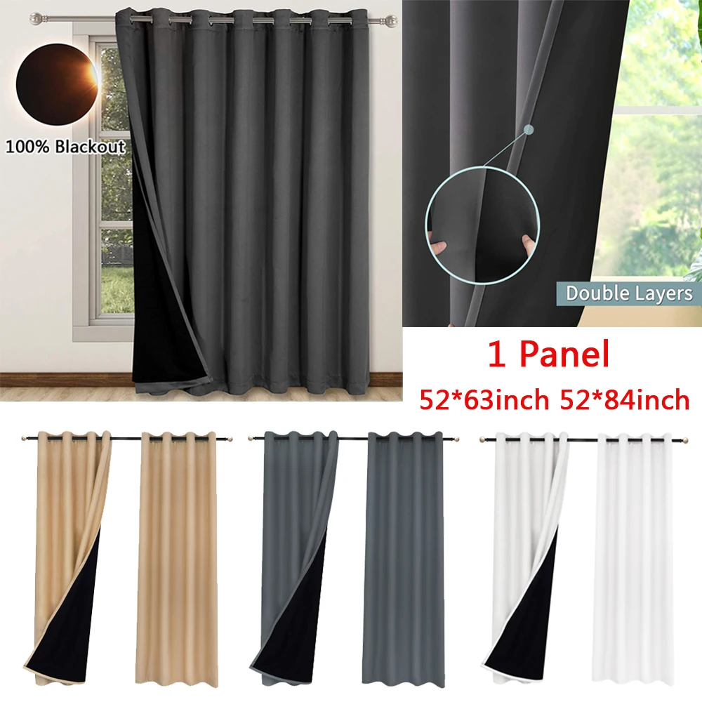 

1pcs Modern 100% Blackout Curtain For Living Room Bedroom Window Solid Color Thermal Insulated Curtains Grommet Sunshade Drapes