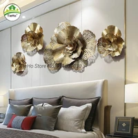 modern metal 3d gold flower wall mural decoration home livingroom wall hanging crafts hotel porch wall hanging ornaments