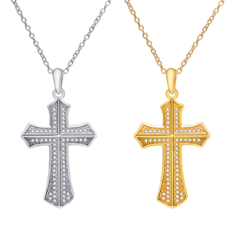 

Quick connect hot selling S925 Sterling Silver Fashion Fashion Cross Pendant French regular full diamond women's Necklace