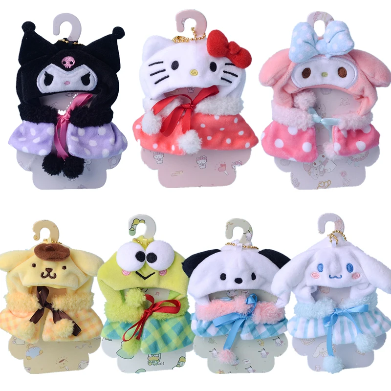

Japanese Cute Sanrio Cape Headdress Kuromi Mymelody Cinnamoroll Plush Baby Suit Pendant Gift Anime Girl Heart Anime Surrounding