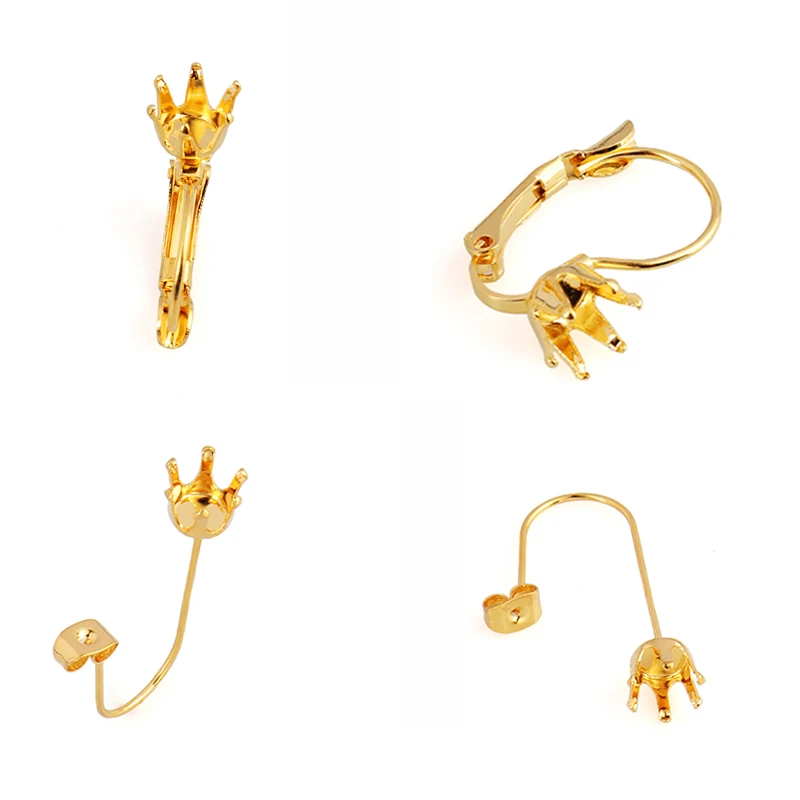

10pcs/lot Stainless Steel Zircon Claw Setting Stones Base Ear Plug DIY Earrings Back Stoppers Jewelry Making