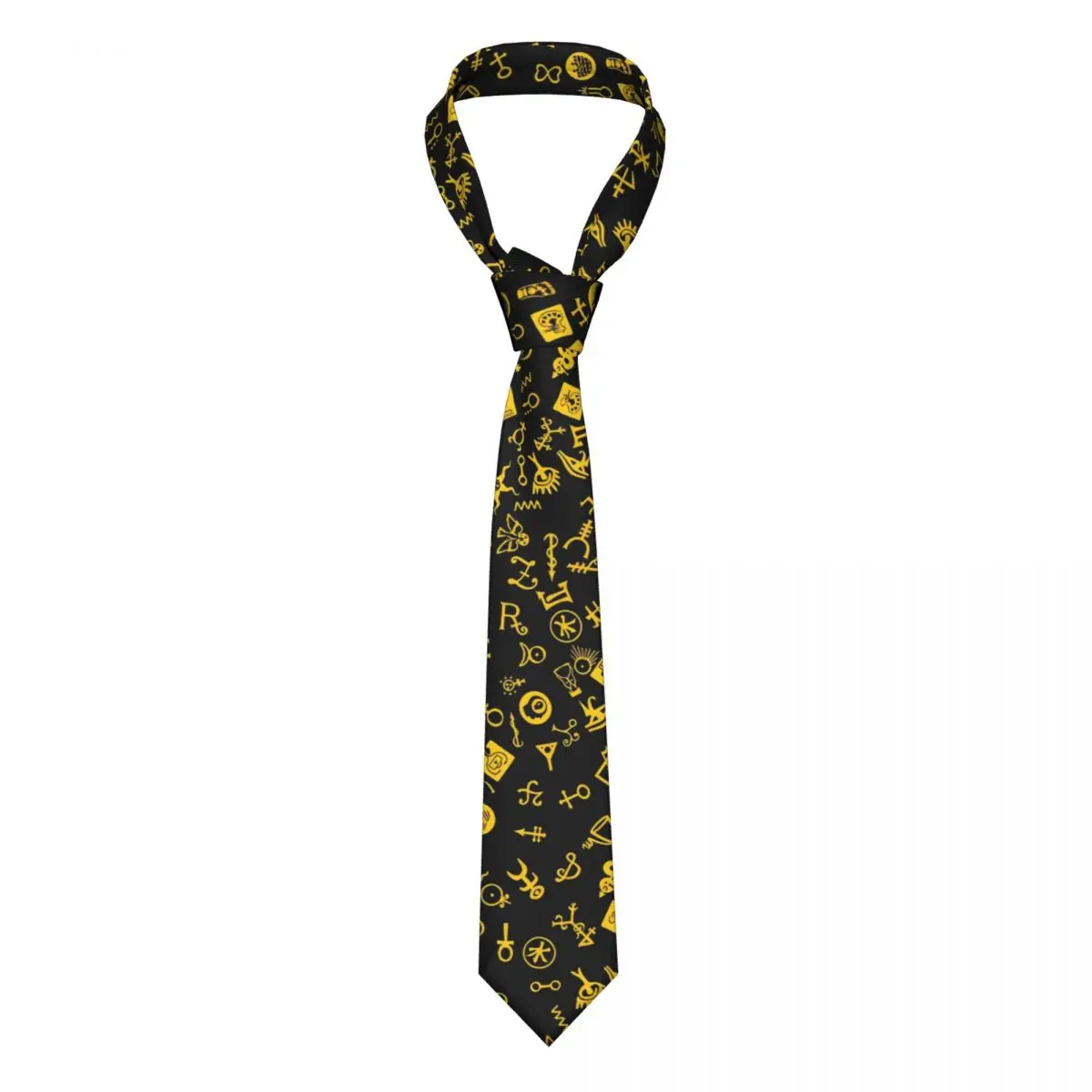 

Ellow And Black Astrology Tie Symbolicon Accessories Men Neck Ties Printed Blouse Polyester Silk Formal Cravat