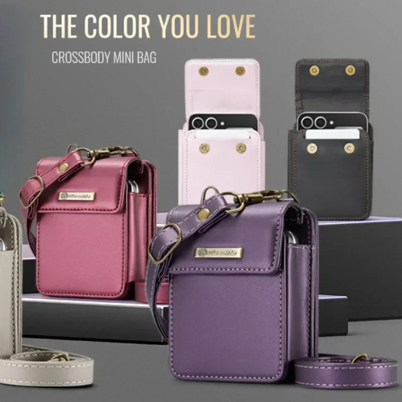 Чехол-книжка с ремешком через плечо для Samsung Galaxy Z 6 Flip5/4/3/2/1