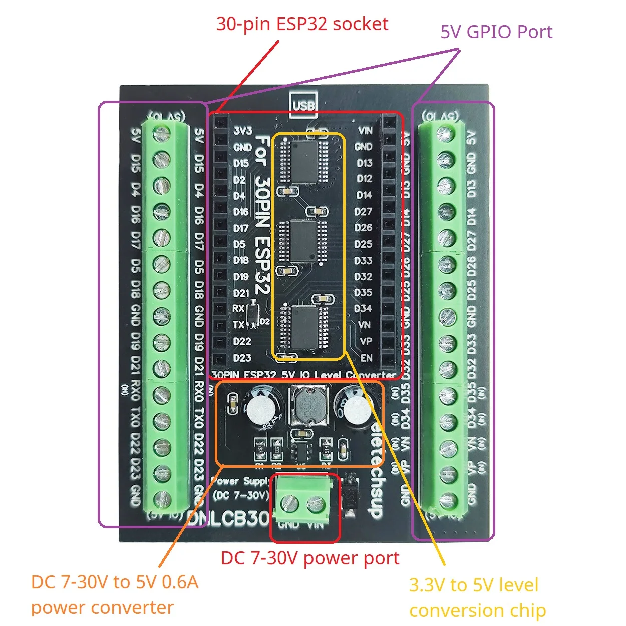 ESP32 3 В до 5 двунаправленный 1 МГц DIO LvTTL TTL преобразователь уровня плата расширения