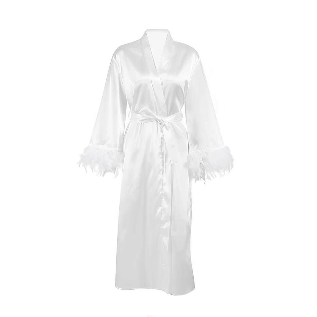 

Polyester Women Night-robe Breathable Cardigan Nightwear Nightclothes