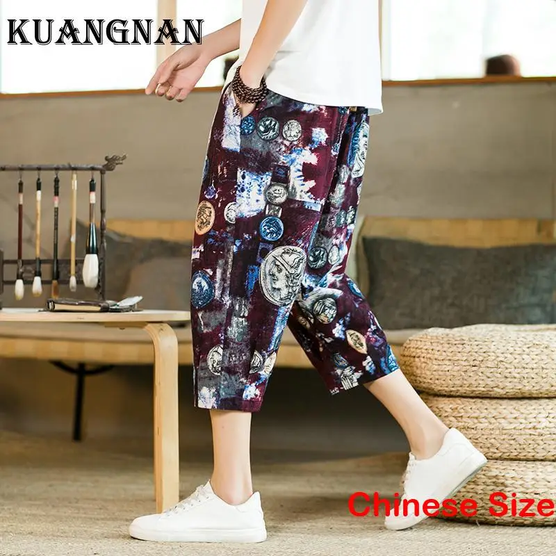 

KUANGNAN Cotton Linen Korean Summer Clothes for Men Trousers Men's Joggers Pants Mens Sweatpants Luxury Clothing 5XL 2023
