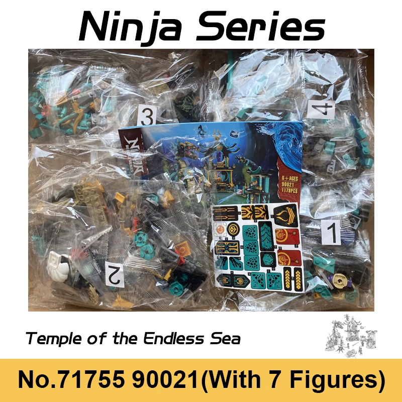 Bloques de construcción de la serie Ninja para niños, juguete de ladrillos para armar templo del mar, Base submarina, serie seat 15, ideal para regalo, 1178 piezas