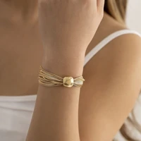new statement big metal gold bead layers strand bracelets for women punk gothic charm bangles bracelet trendy gold jewelry