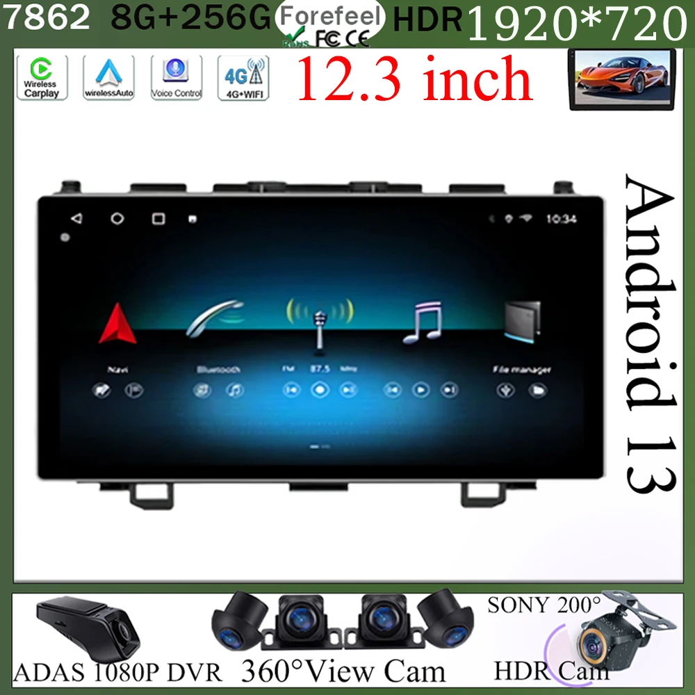 12 3-дюймовый Carplay Android для HONDA CR-V 3 RE CRV 2007-2011 автомобильный радиоприемник сенсорный
