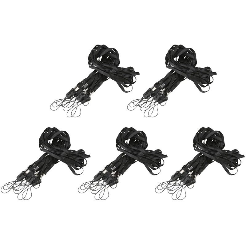 

50X Black Lanyard Neck Strap For ID Pass Card Badge / Mobile Phone Holder