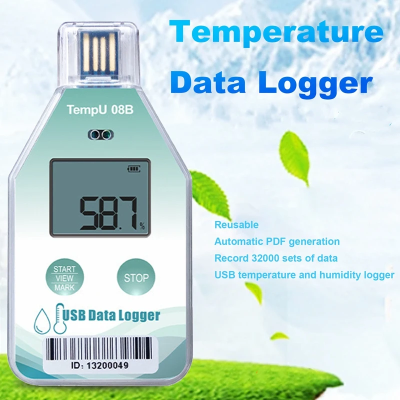 

Tempu08b Temperature Data Logger 32000 Capacity PDF Report IP67 Temperature Recorder Cold Chain Recorder