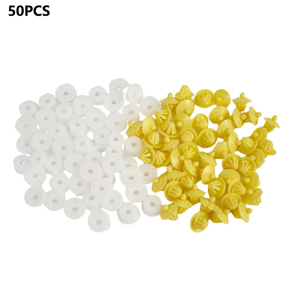 

50PCS Car Clips Yellwo White Door Wheel Arch Clips Fits For Discovery 3 4 Sport LR2 D147
