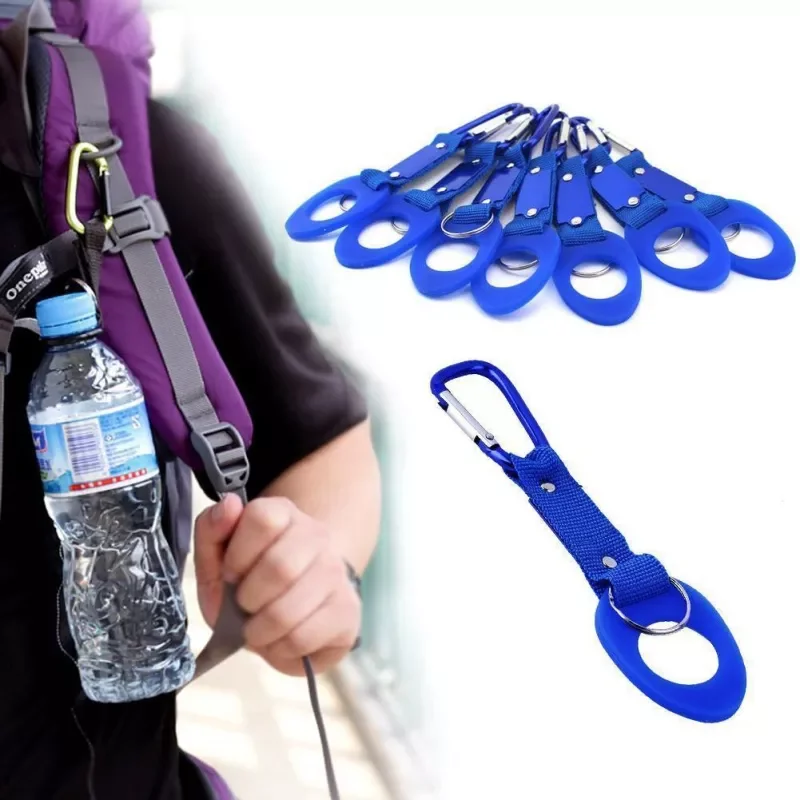 

2023New Outdoor Kettle Buckle Carabiner Aluminum Alloy Buckle Water Bottle Holder Nylon Buckle Hook For Camping Hiking