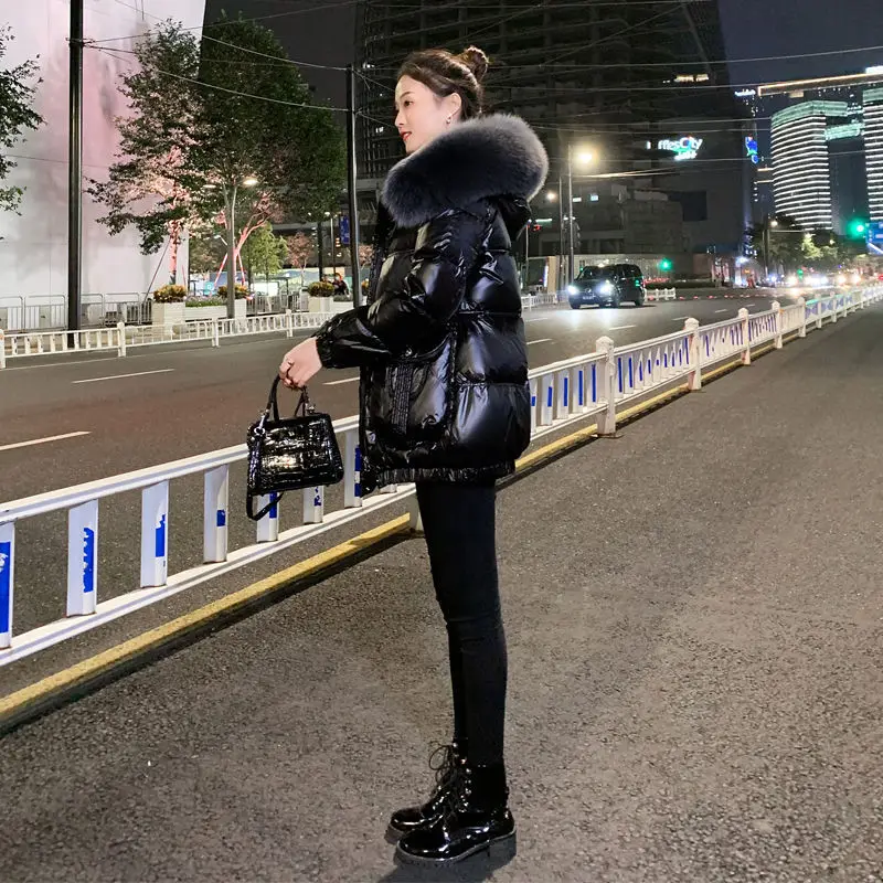 White Duck Down Winter Coat Down Coat Women 2022 New Style Short Big Fur Collar Fashionable Coat
