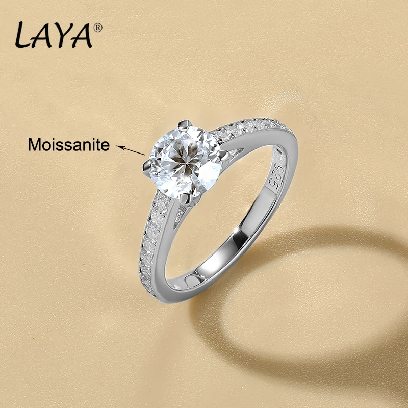 Фото LAYA 100% 925 Серебряные кольца Mossan Diamond Certification Высокие ювелирные изделия Женские обручальные кольца 2025 №4