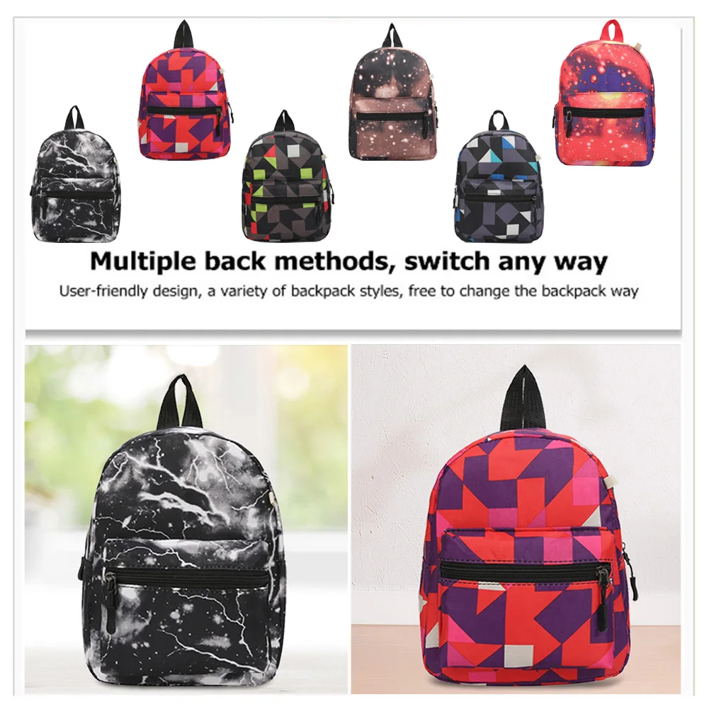 

New Vintage Print Canvas Backpacks Children School Backpack Preppy Style Casual Women Small Rucksack for Boys Girls