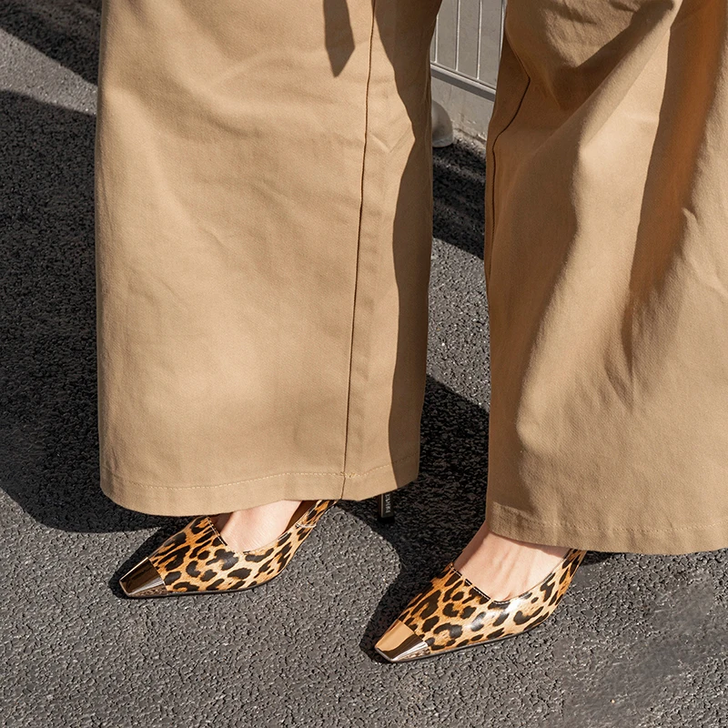 JOZHAMTA размеры 34–40 женские леопардовые туфли-лодочки из натуральной кожи с