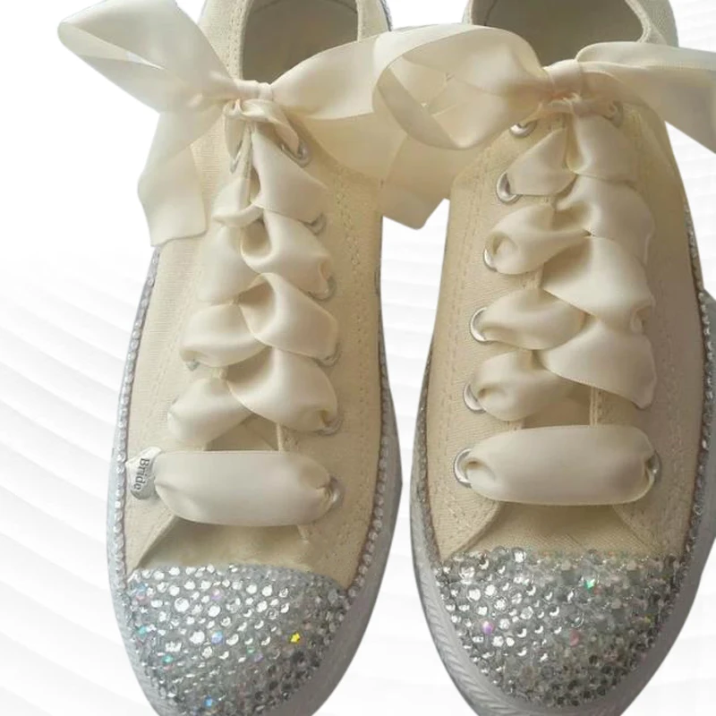 

Beige low-top canvas shoes rhinestone ribbon walking flat shoes street beat handmade rhinestone vulcanized shoes 35-44