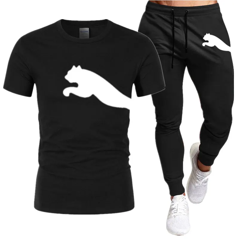 2023 summer sportswear short-sleeved T-shirt+sportswear suit men's street sportswear men's two-piece suit