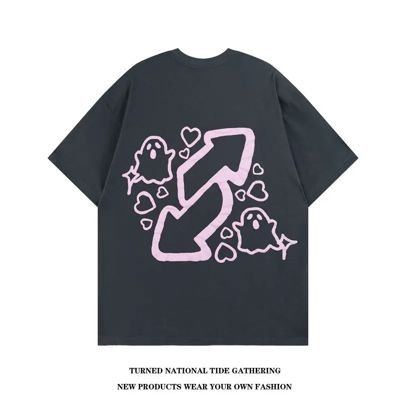 

Футболка женская в стиле ретро с графическим принтом, простой милый Свободный Топ с коротким рукавом в американском стиле, уличная одежда в стиле хип-хоп, в стиле Харадзюку, Y2K, на лето