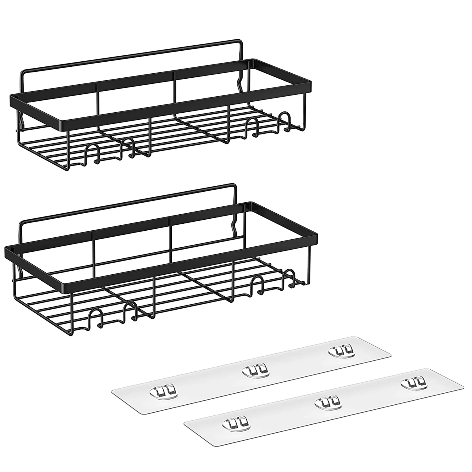 

Shower Caddy Shelf Organizer Rack(2Pack), Bathroom Accessories Basket Shelves with Hooks, Wall Mount Shower Storage