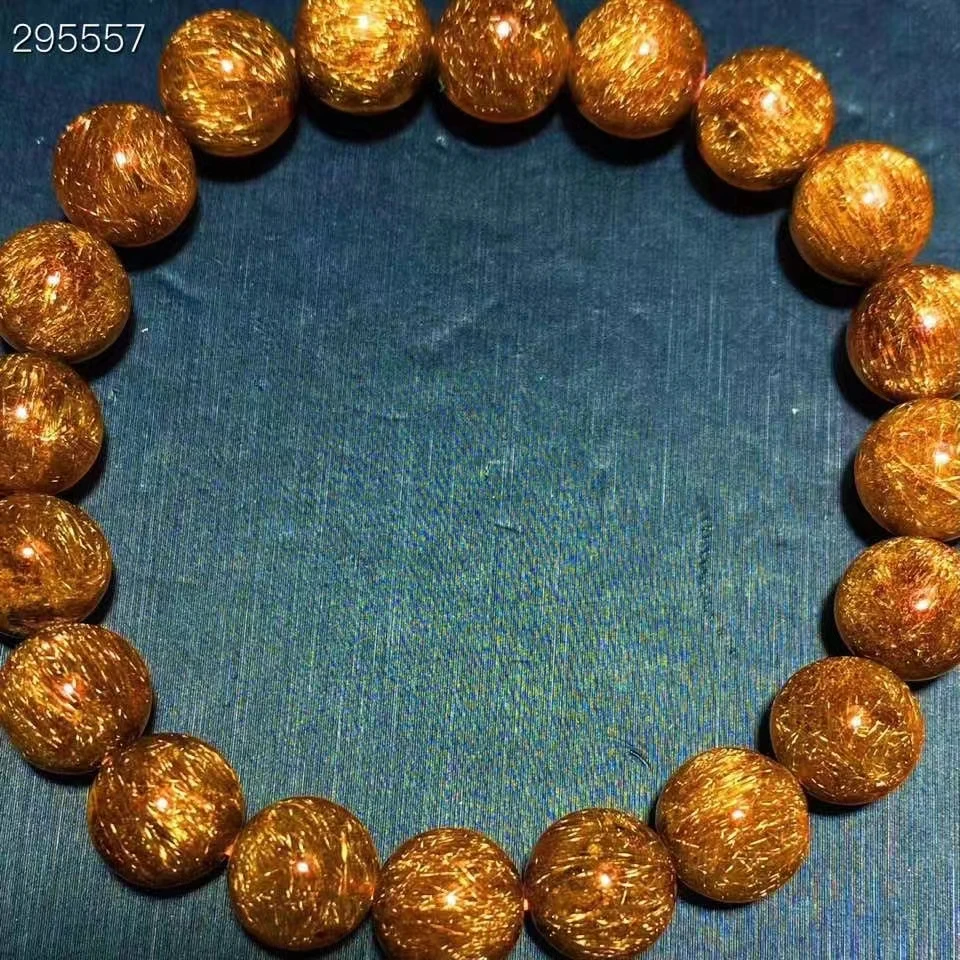 

Genuine Natural Copper Rutilated Quartz Cat Eye Bracelet 10.2mm Round Beads Women Man Bracelet Genuine AAAAA