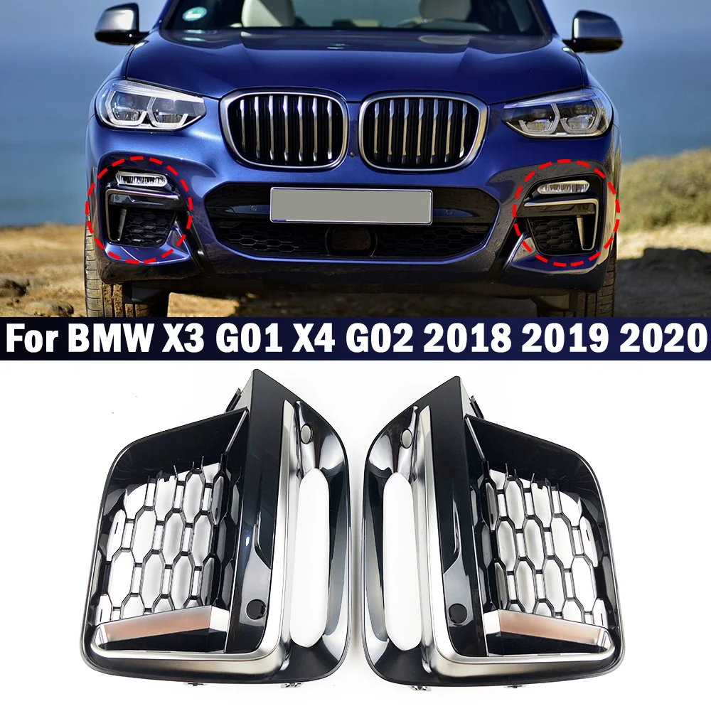 

2Pcs Car Fog Light Grille Lamp Cover For BMW X3 G01 X4 G02 2018 2019 2020 Cerium Gery Lamp Cover With Fog Lamp Hole Car Styling