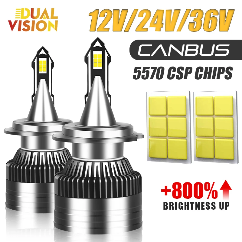 Светодиодные Автомобильные Фары Dualvision H7 H4 H1 H8 H9 H11 9006 9005 9012 Canbus Супер Яркие 6000K