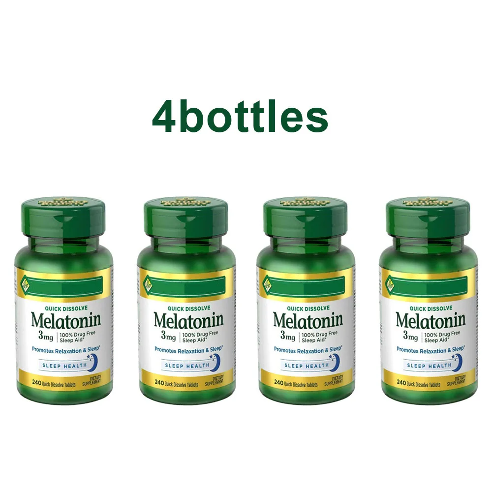 

4bottles Melatonin 3mg Quick Dissolve Sleep Aid Promotes Relaxation & Sleep 240 Tabs /bottle