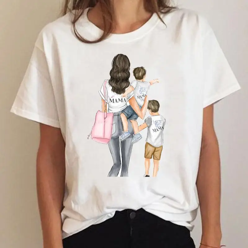 

Футболка женская с графическим принтом, модный топ с коротким рукавом, в стиле 90-х, одежда для мамы, сына, любви, мультяшный рисунок, на лето