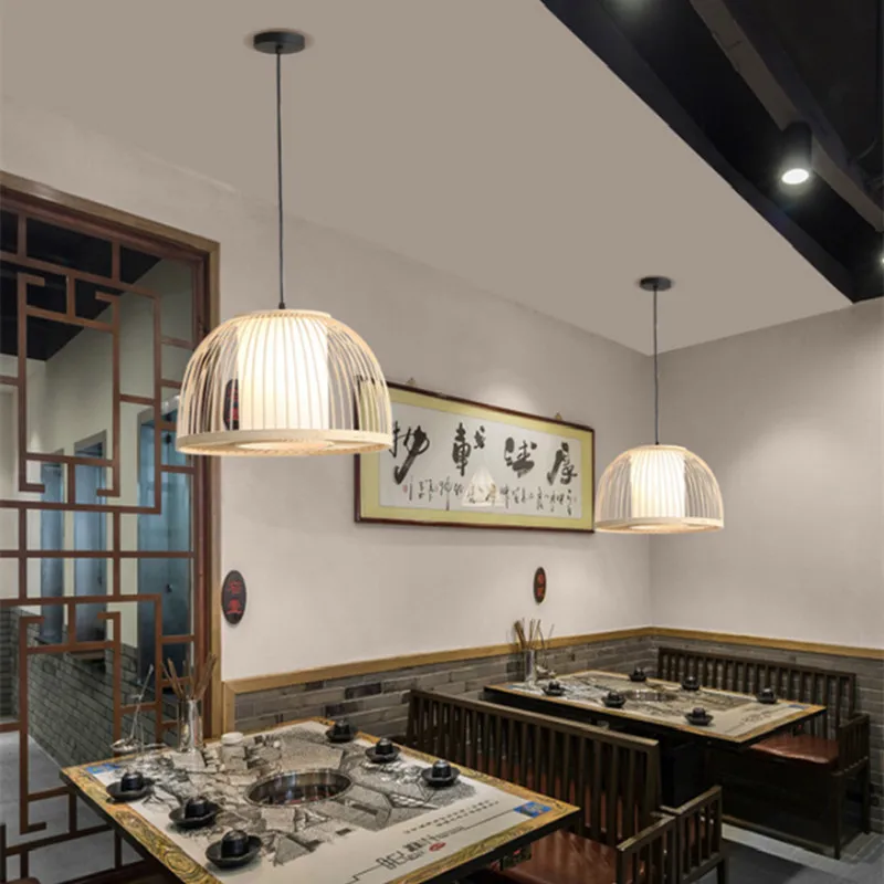 Корейский подвесной светильник ручной работы из бамбука s Teahouse светодиодный для