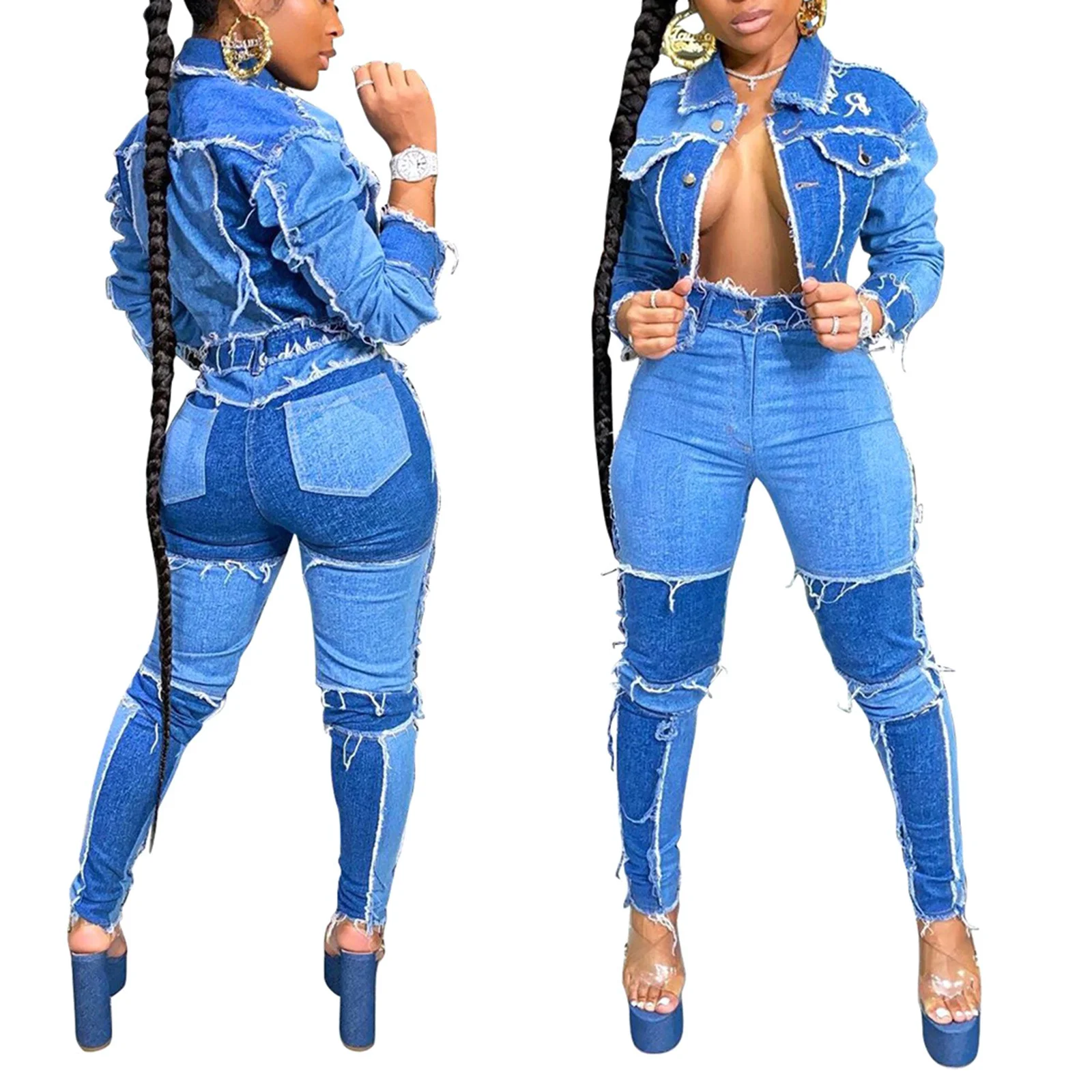 

Women Jeans New High Waist Ripped Destroyed Pants Jeans Club