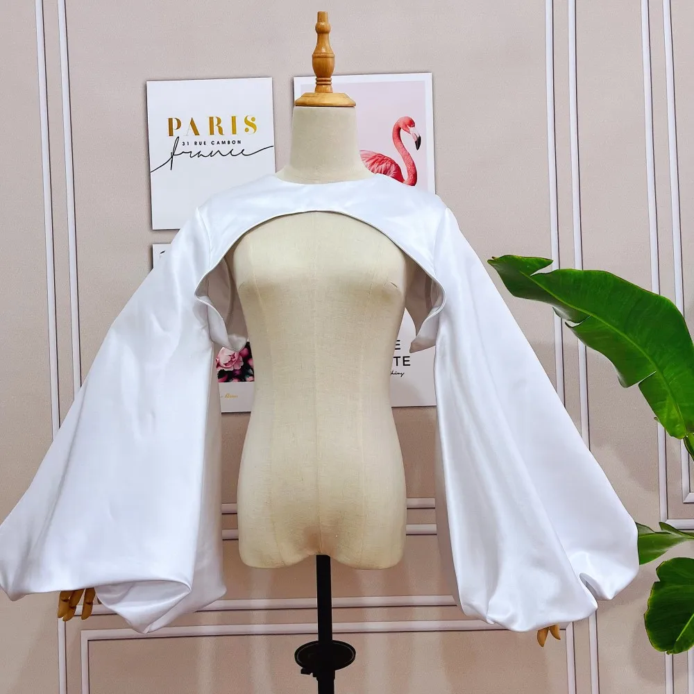 

Fashion Jacket Puffy Sleeves Cloak Short Bolero Shawl Matching Sleeveless Dress Bridal Accessories Customize