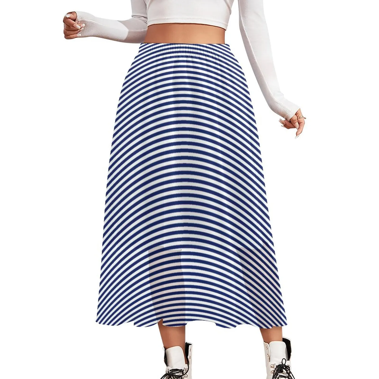 

Nautical Design Skirt Blue and White Stripes Harajuku Casual Skirts Cute Boho Skirt Women Print Oversized Clothes