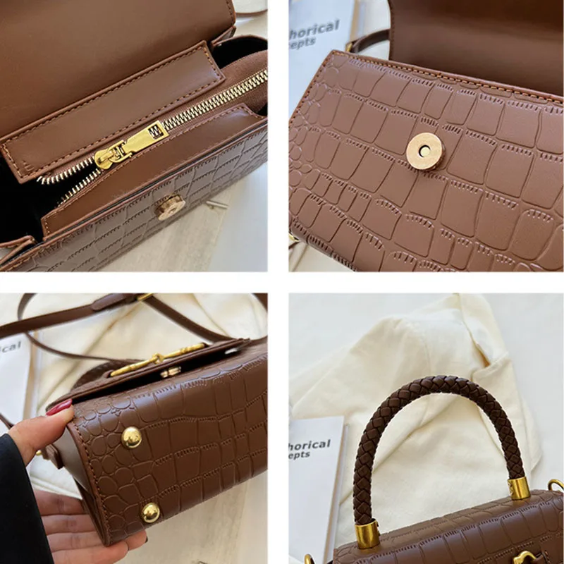 Texture Leather Handbags for Women 2023 Designer Luxury Fashion Shoulder Messenger Bags Commuter Portable Small Crossbody Bag