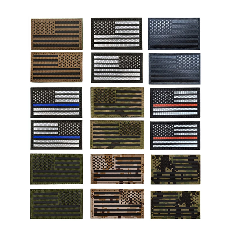 

USA Tactical Velcro Badge Military Patches for Clothing Stripes on Clothes Infrared Glow Backpack Applique American Flag