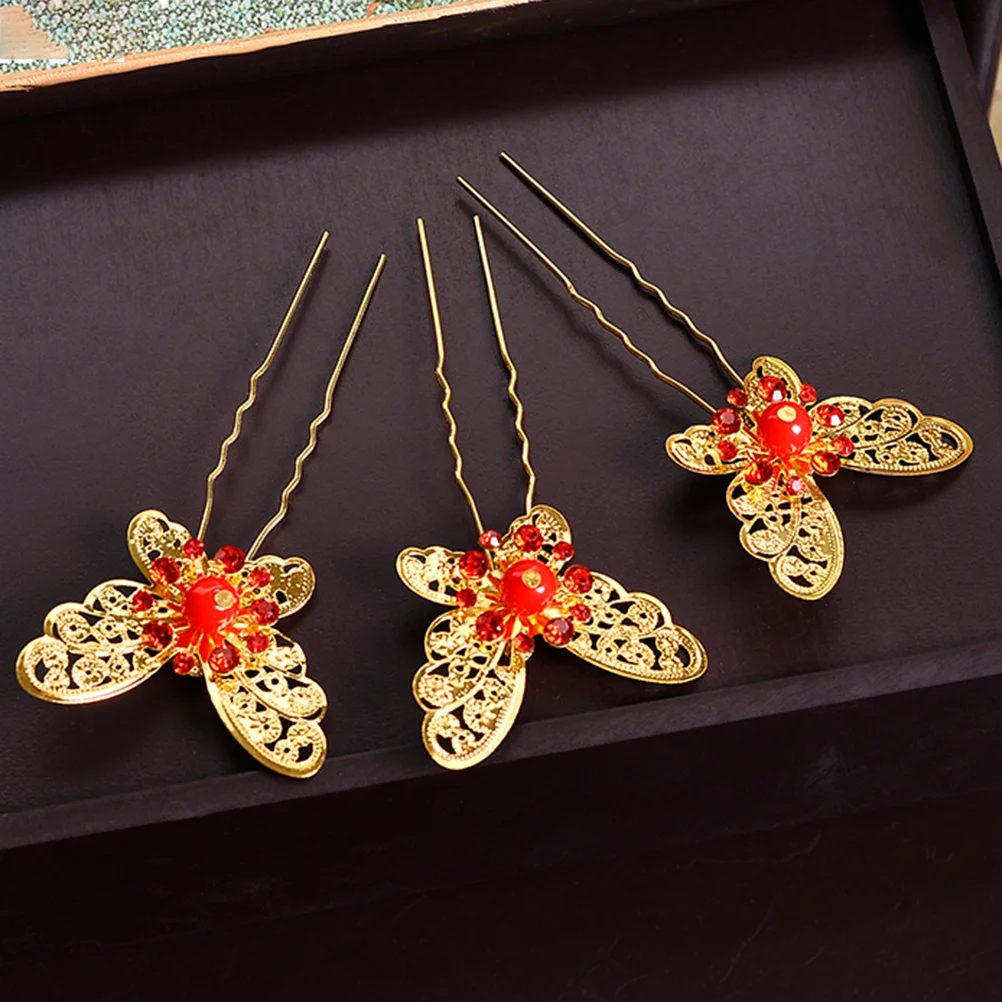 6 шт. золотые аксессуары для волос винтажные заколки со стразами палочки еды