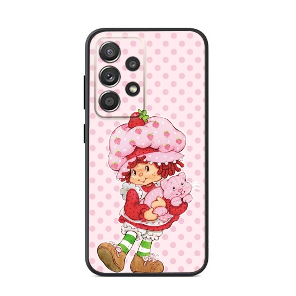 Чехол для телефона S-Strawberry Pink Shortcake Samsung S24 S23 S22 S21 S20 S10 S10E S9 Plus FE Note 20 Ultra 10 9 черный