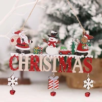 wooden welcome christmas door hanging oranments with snowflake pendant jingle bells xmas wall decor kerst decoratie 2023 navidad